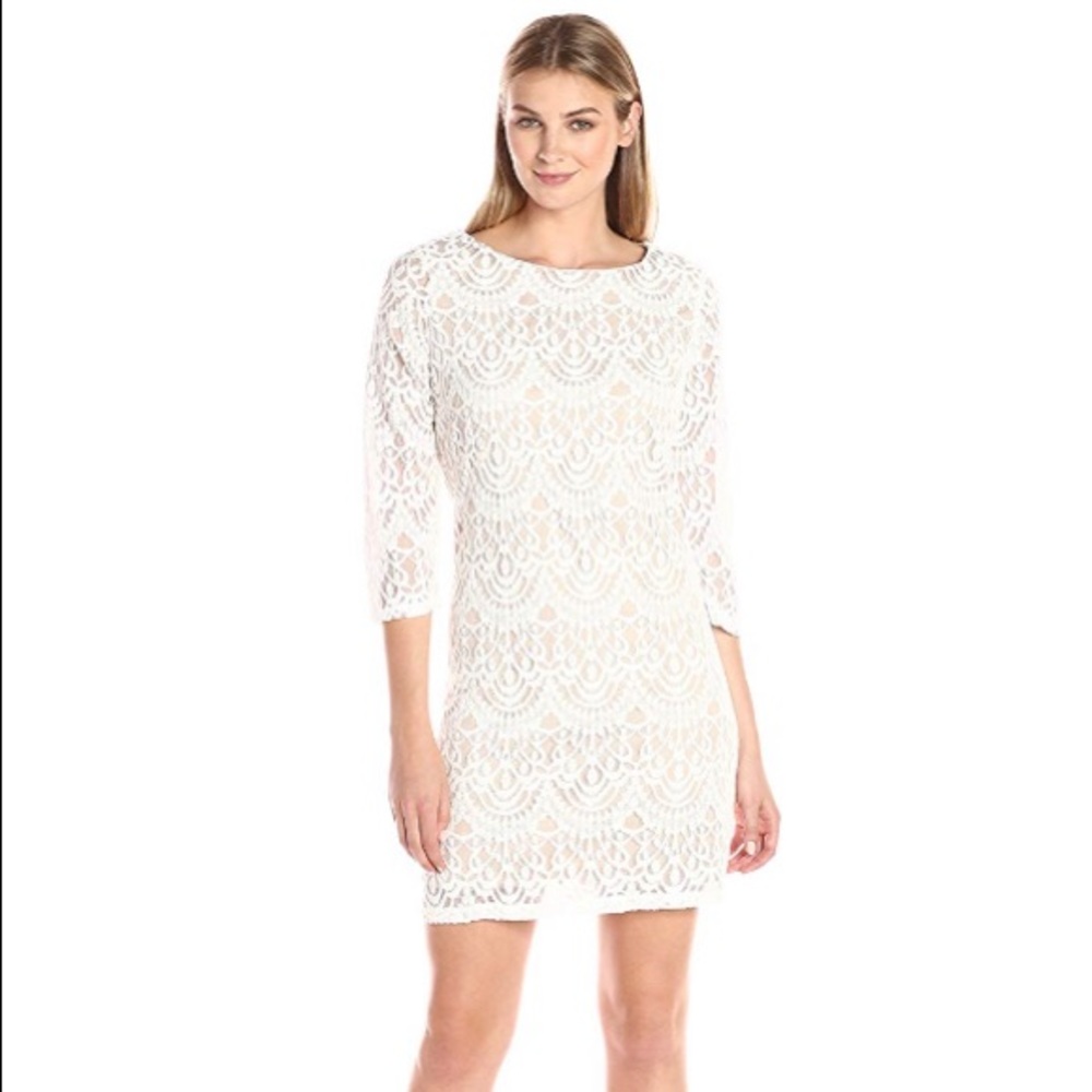 NWT Lace 3/4 Sleeve White Dress Size 8 Bridal